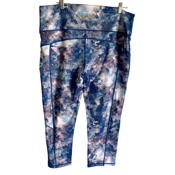 Brisas Women's Abstract Print Activewear Capris Leggings Pants Women's 1X NEW - Picture 2 of 5